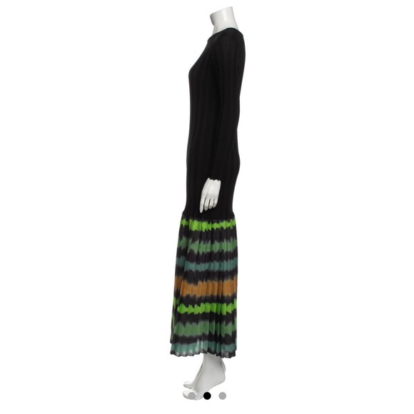 Bodycon midi/maxi dress with striped/pleated multicolor trim - Picture 2 of 4